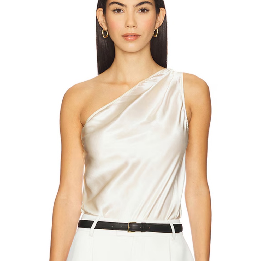 CAMI NYC Darby Bodysuit One-Shoulder Satin Top